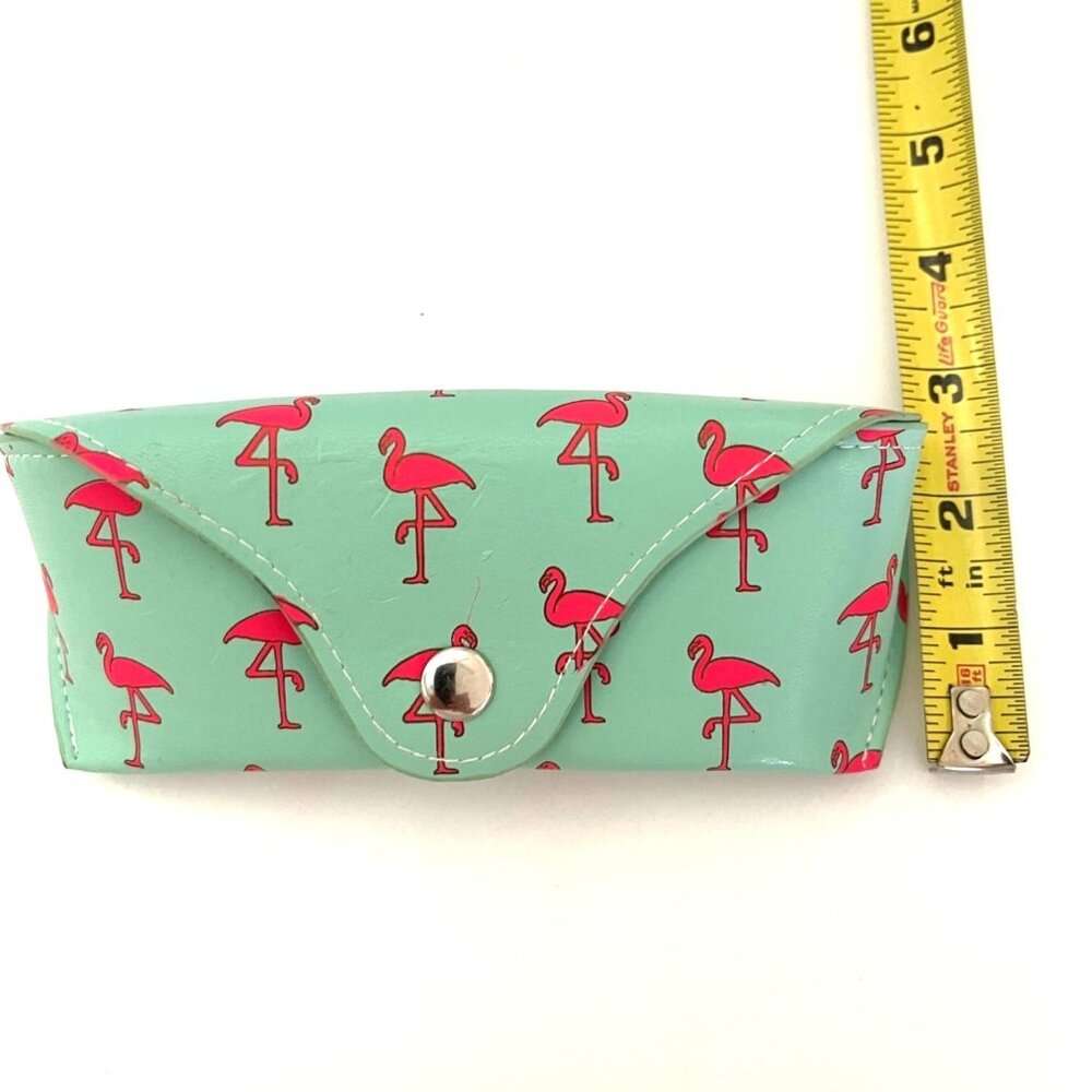 Pink Flamingo Eyeglass Sunglass Soft Case J Crew Turquoise Teal Faux Leather - Picture 8 of 8